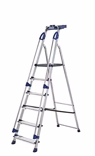 Werner 6 Tread Steel Workstation Stepladder with Tray in Silver
