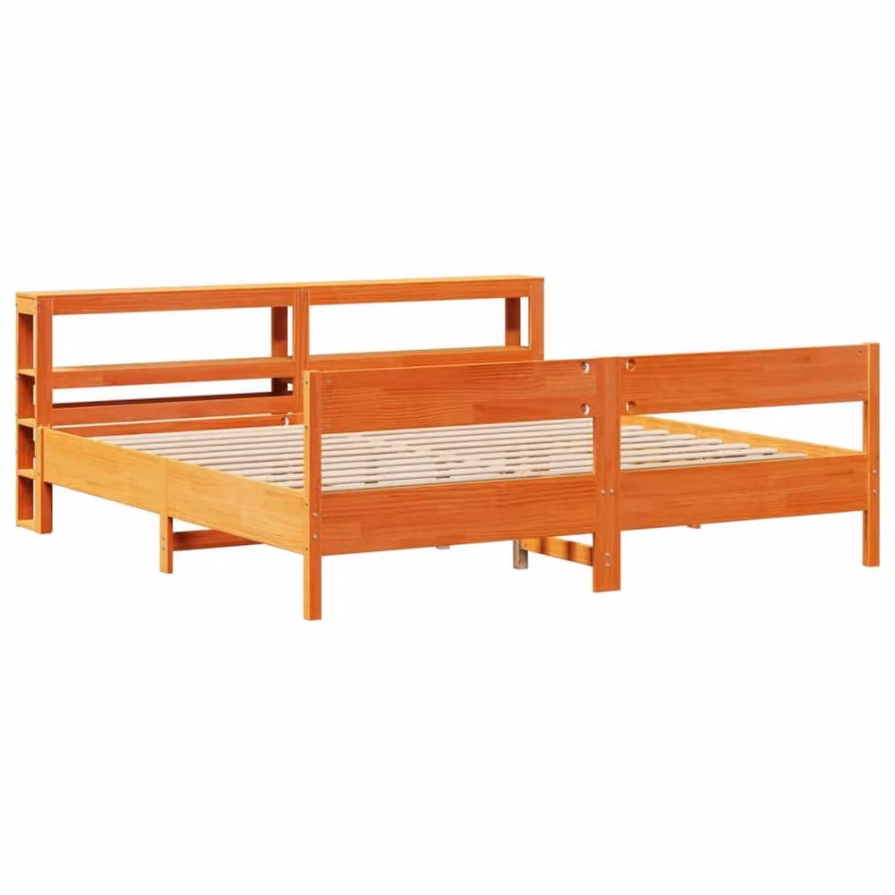Berkfield Home Super King Solid Wood Pine Bed Frame in Waxed Brown, W/D/H: 180 x 200 cm – 3
