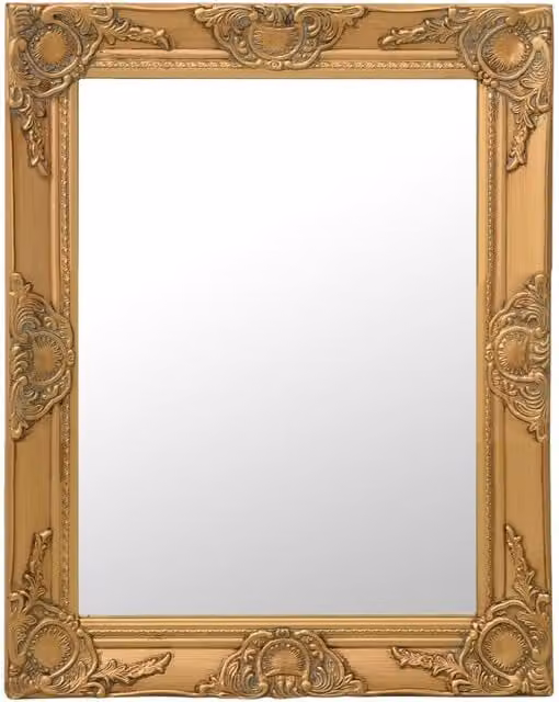 Berkfield Home Antique Baroque Style Rectangular Wall Mirror, Gold, W: 50 cm, H: 60 cm