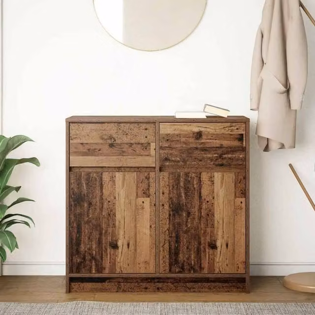 Berkfield Home Rustic Brown Sideboard with Drawer, W/D/H: 80 x 34 x 76 cm