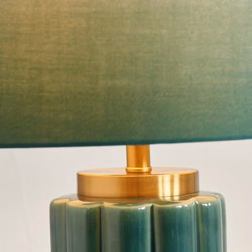 Pacific Lifestyle Art Deco Ceramic Table Lamp in Green, White and Gold/Brass – 2