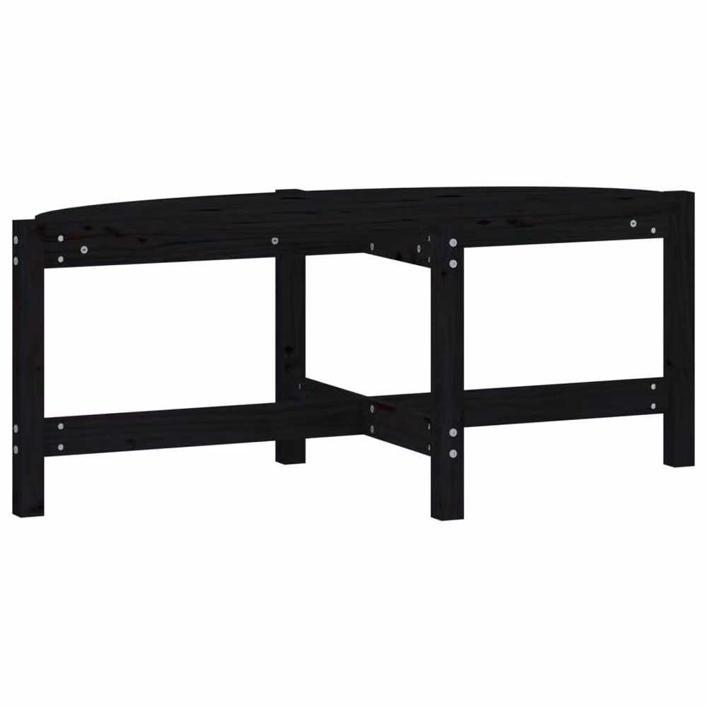 Berkfield Home Beautiful Black Solid Wood Pine Coffee Table W: 118 cm, D: 63 cm, H: 45 cm – 2