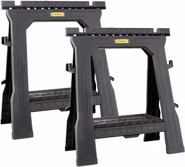 Stanley Folding Sawhorses Twin Pack in Black and Multicolour – 1