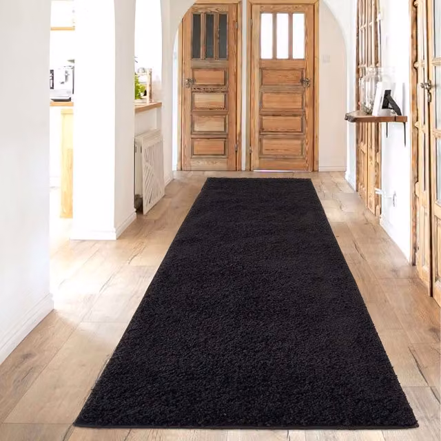 Myshaggy Collection Black Rectangular Rug W/D/H: 80 x 300 cm