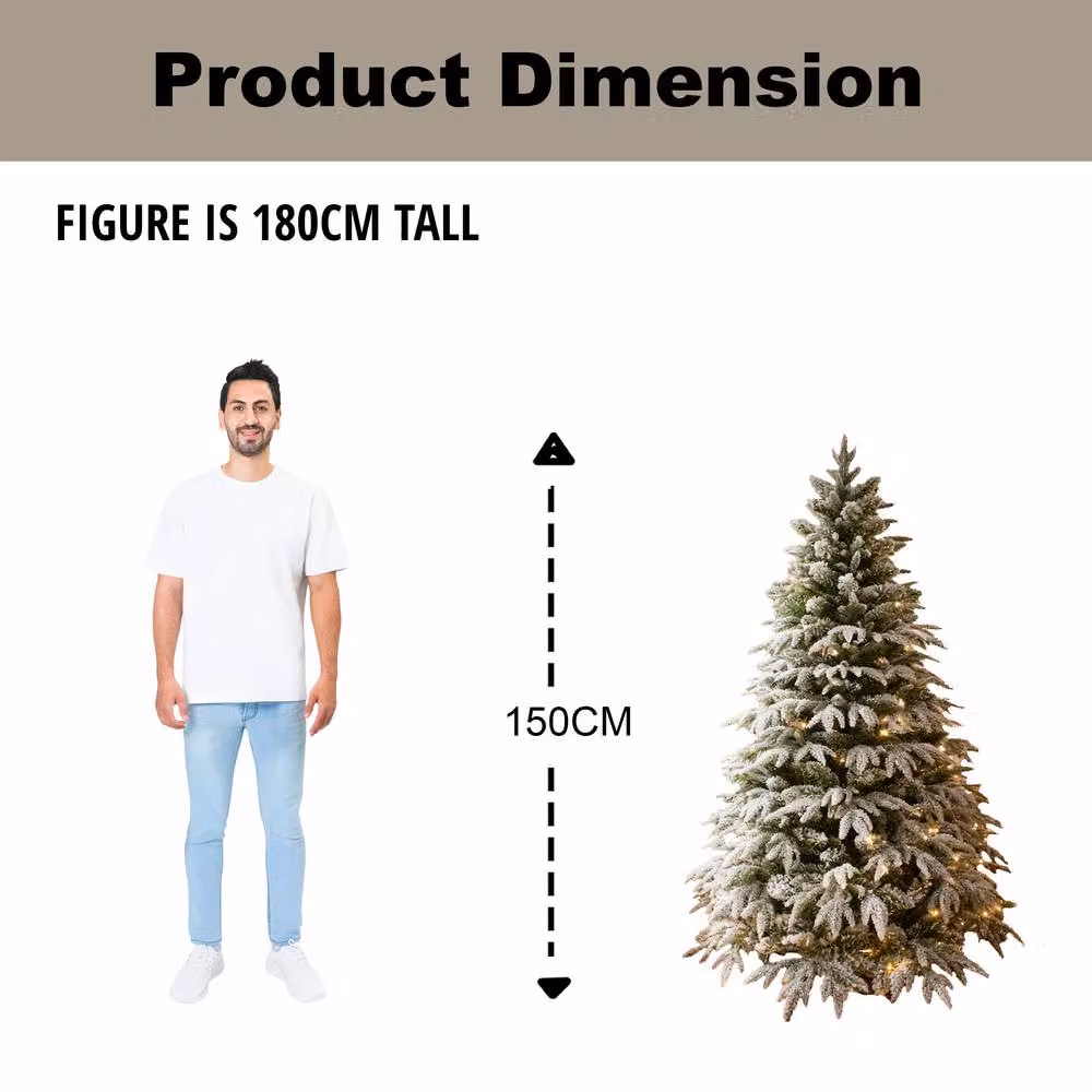 Shatchi 5ft Prelit Green Lapland Fir Christmas Tree with Warm White LEDs – 5