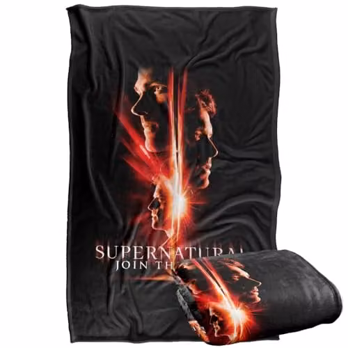 LOGOVISION Supernatural Sam Dean Castiel Red Portal Silky Touch Super Soft Fleece Throw Blanket, W/D/H: 91 x 147 cm, Red and Multicolour