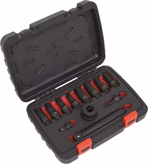 Loops 12 Pack Impact Socket Bit and Accessories Set, 3/4 Inch Square Drive, Chrome Molybdenum, Black and Multicolour – 1