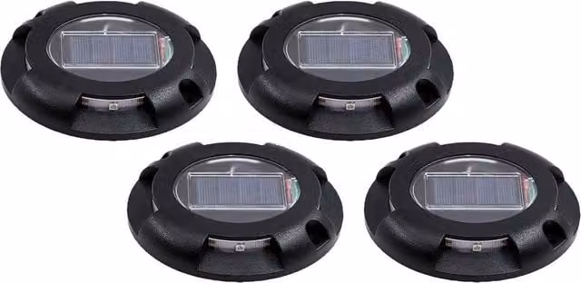 NESTLUNE Solar Powered LED Buried Ground Light Set of 4 in Black