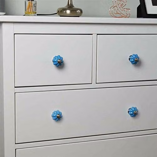 Nicola Spring Blue Polished Ceramic Cabinet Knobs, Pack of 12 – 3