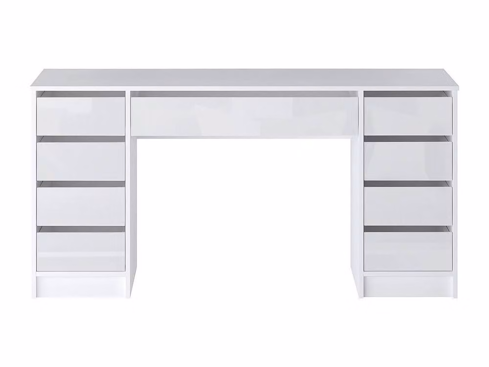 JENEMI Gloss White Writing Desk with 9 Drawers, W/D/H: 152.3 x 53.6 x 76.0 cm – 2