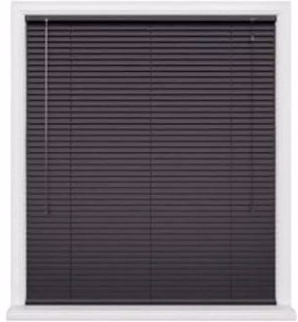 NewEdgeBlinds Black Aluminium Venetian Blinds with 25mm Slats, W: 90 cm, H: 152 cm