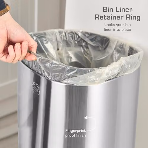 Swan 30L Square Sensor Bin in Silver – 5