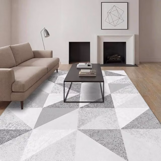 MCC Direct Modern Abstract Rectangular Microfibre Rug in Grey, W: 200 cm, D: 280 cm – 1