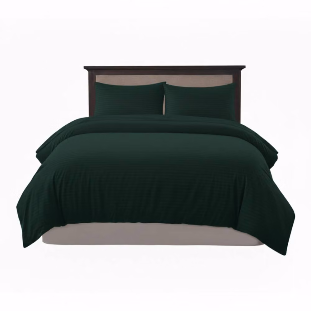 Snug City Green Embossed Stripe Microfibre Duvet Cover and Pillowcase Set, Single, 90 x 200 cm – 2