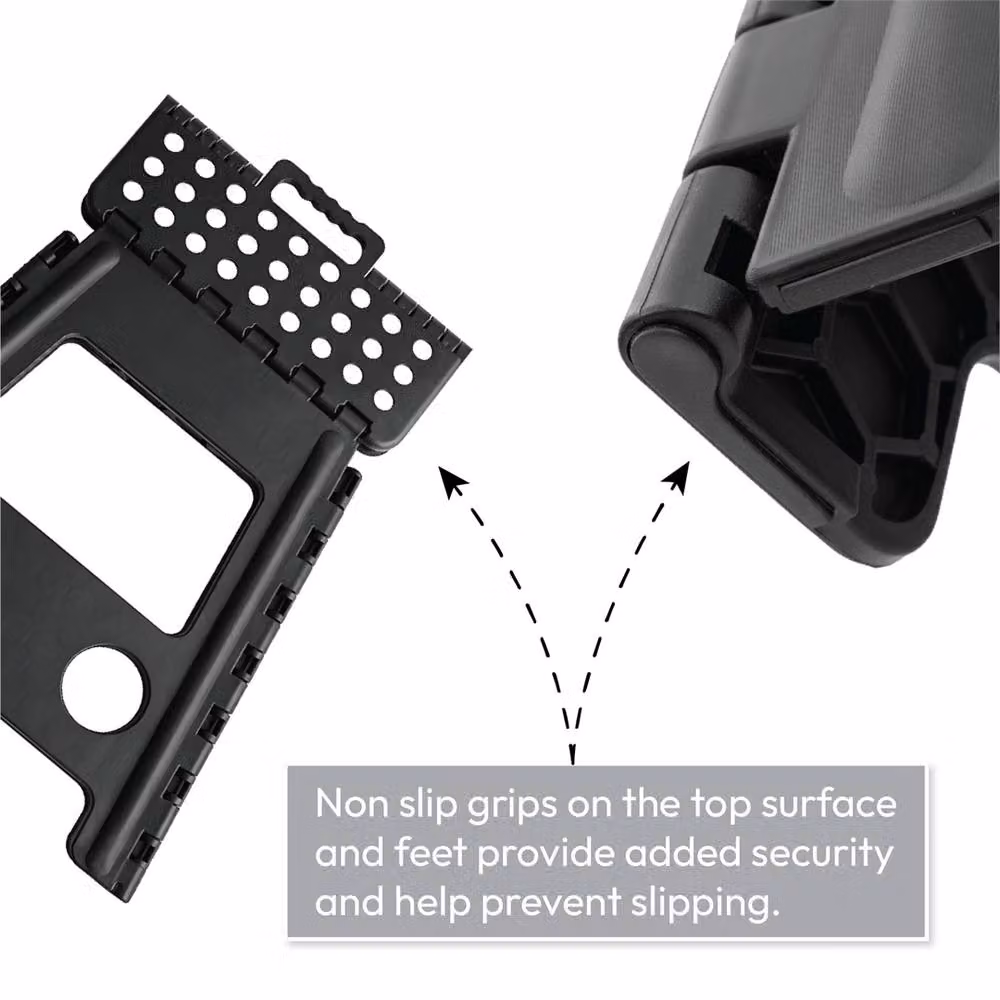 FLAVORA Black Large Foldable Step Stool and Portable Kitchen Seat – 2