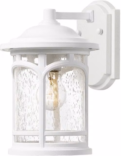 Loops White Outdoor IP44 Wall Lantern with Transparent Glass and E27 LED Bulb Support