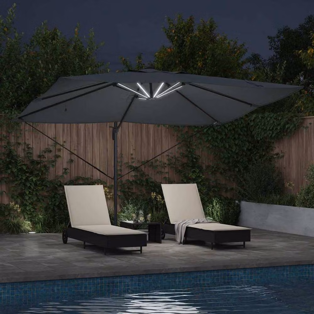 Berkfield Home Roma Cantilever Parasol with LEDs in Anthracite, W/D/H: 352 x 251 x 265 cm – 3