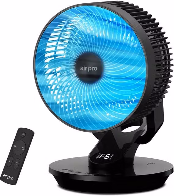 Air Pro 10 inch SmartVoice Desk Fan with Remote Control and 3D Oscillation in Black