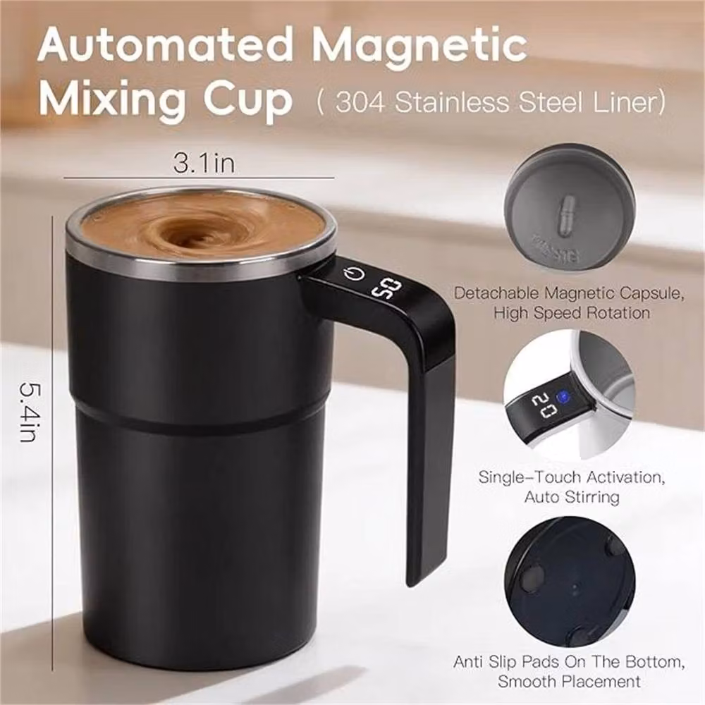 Nordara Black Stainless Steel Self Stirring Electric Mug, 100ml – 2