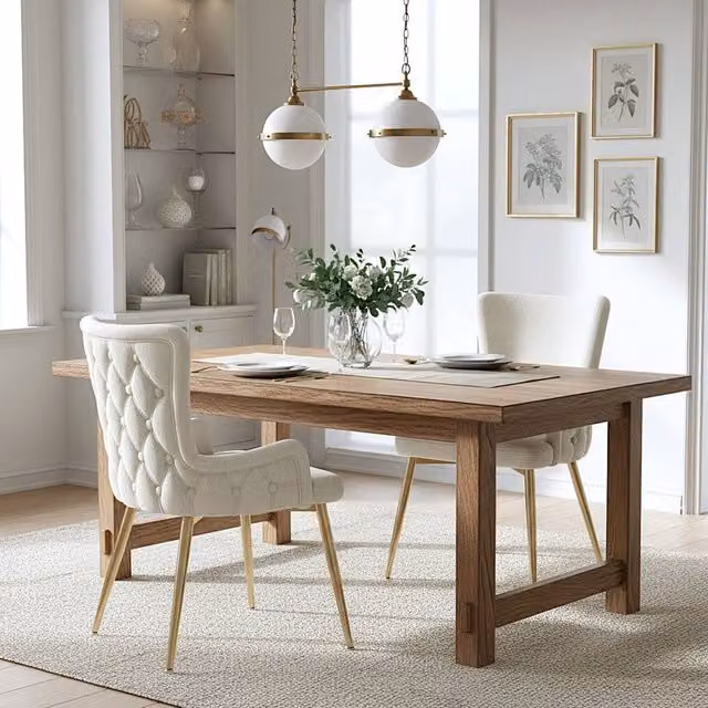 Merax Set of 2 Modern Beige Upholstered Wingback Dining Chairs with Metal Legs and Armrests