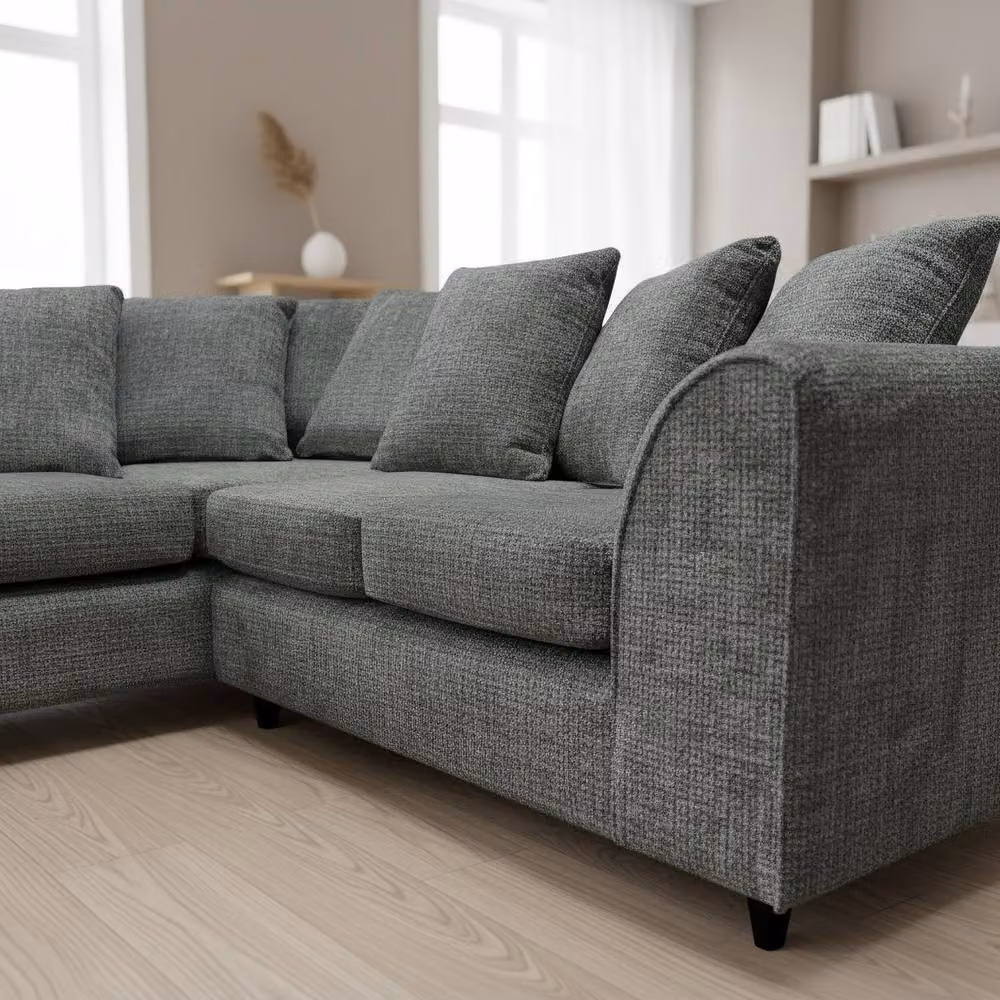 Abakus Direct Jumbo Chenille L-Shaped Corner Sofa with Left Hand Facing Chaise in Grey – 2