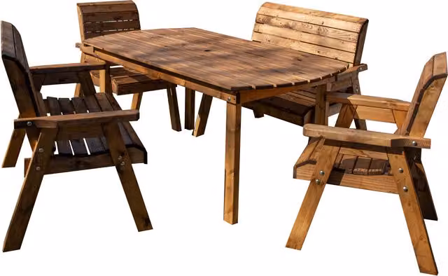 Samuel Alexander 6 Seater Rustic Treated Hardwood Garden Furniture Set in Brown – 2