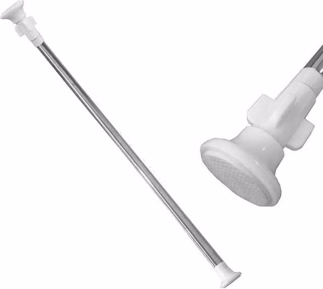 NESTLUNE Silver Telescopic Shower Curtain Pole and Extendable Wardrobe Rail 90-160cm