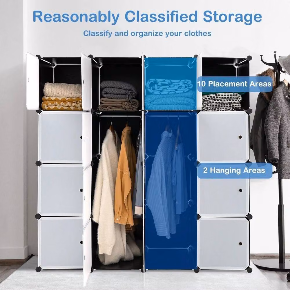 VOGREX 16-Cube Portable Wardrobe Storage Organiser with 16 Hinged Doors in White – 4