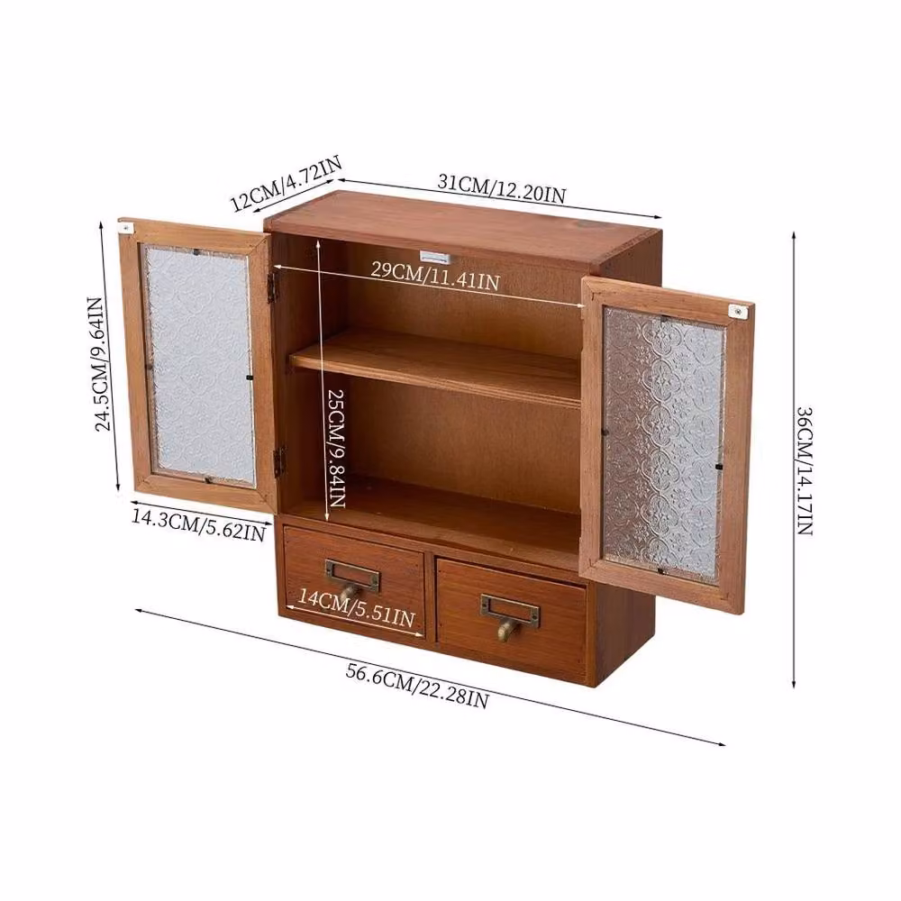 Kelvenix Brown Wooden Desktop Storage Box and Display Cabinet – 2