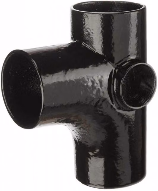 Hargreaves Traditional Express Push Fit Cast Iron Soil Branch with Left Hand Boss, 92.5 Degree, 2 inch, Black and Grey