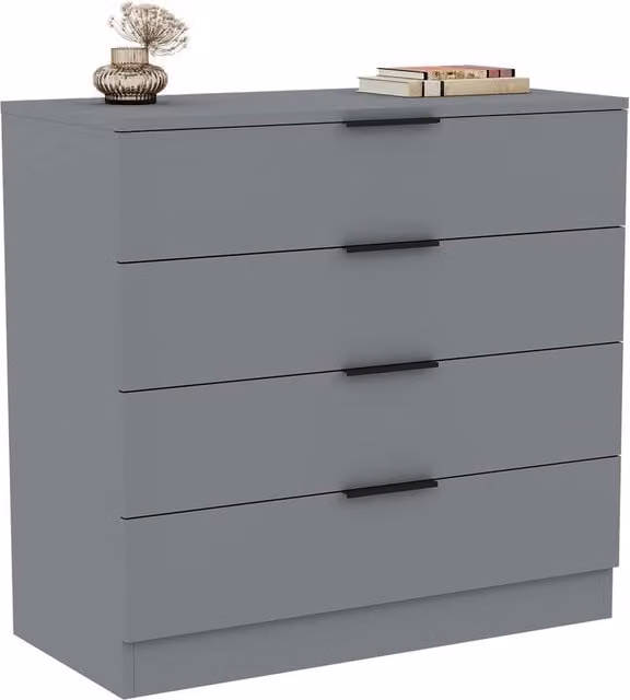 Kelvenix Modern Grey 4 Drawer Bedroom Chest of Drawers – 1