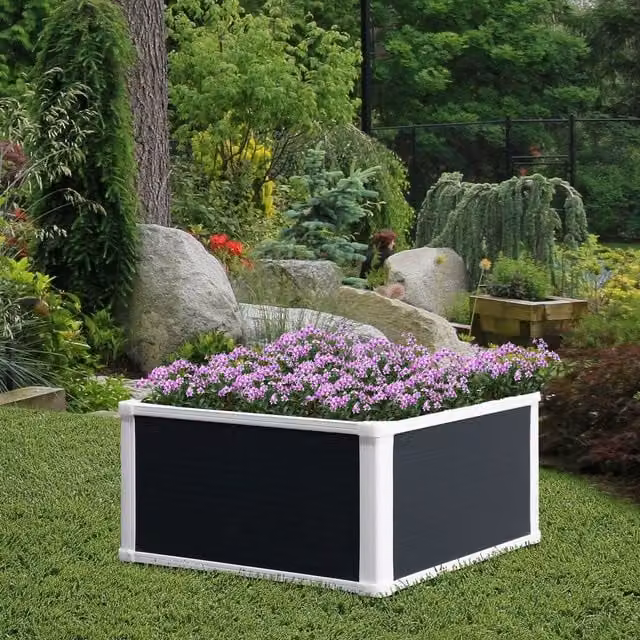 Outsunny Raised Bed Planter Grow Container for Vegetables and Flowers, Grey and White, 60 cm