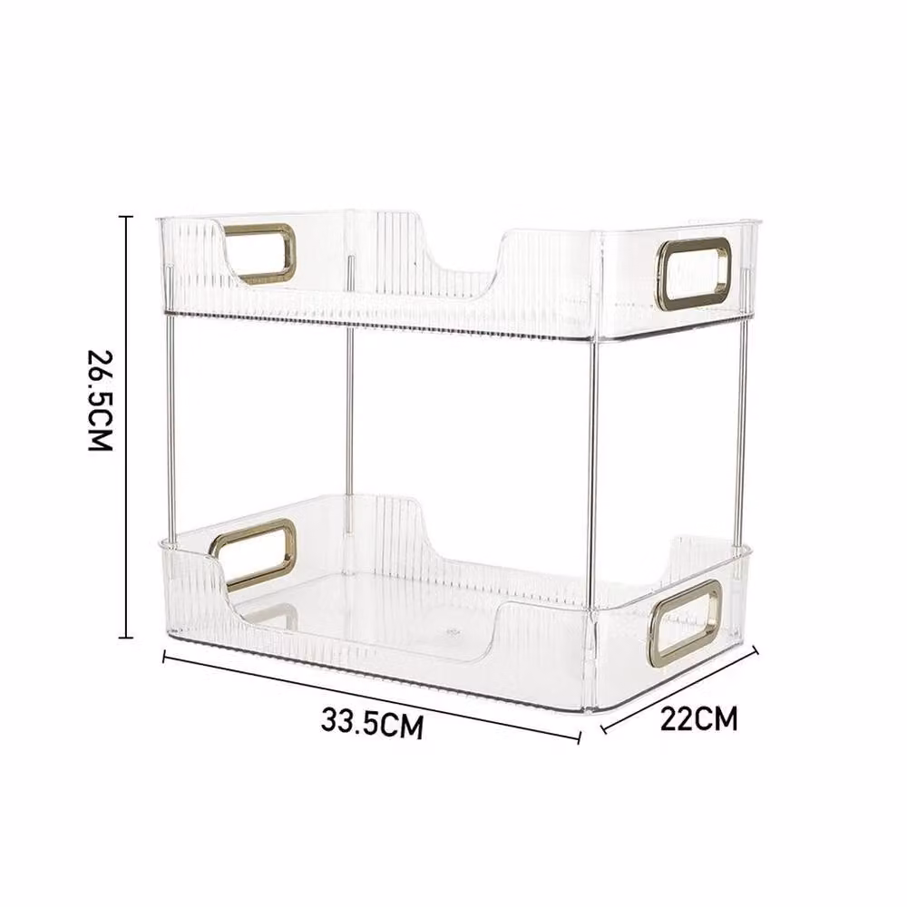 FORGEVIO Clear 2 Tier Acrylic Cosmetic Storage Box, W: 33.5 cm, D: 26.5 cm – 2
