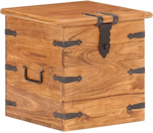 Berkfield Home Rustic Solid Acacia Wood Chest in Brown, W/D/H: 40 x 40 x 40 cm