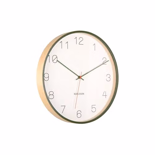 Karlsson Joy Round Wood Wall Clock in Green and White, Diameter: 40 cm – 1
