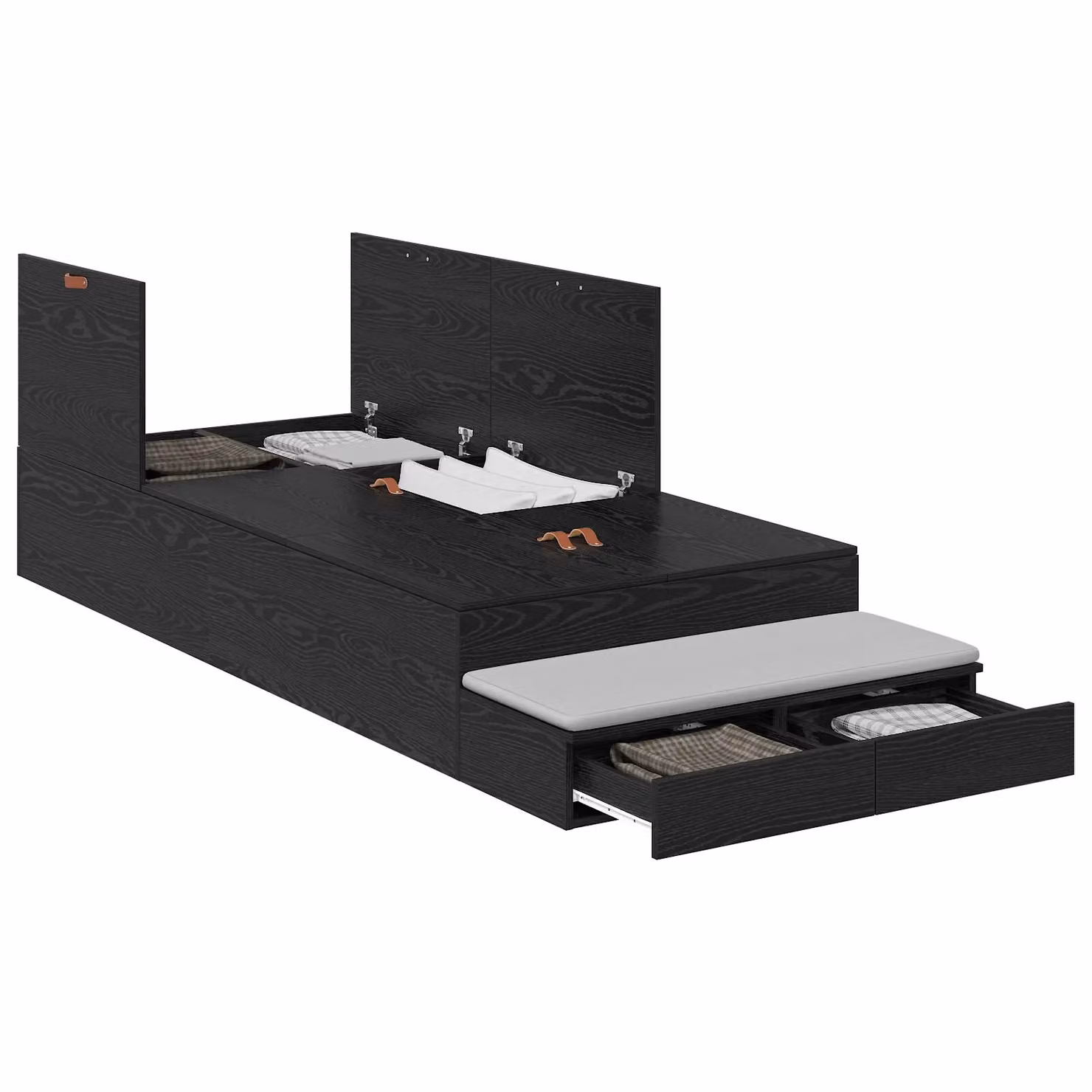 Berkfield Home Black Oak Storage Bed Frame with Drawers, Engineered Wood, W/D/H: 236.5 x 90 x 31.5 cm – 2