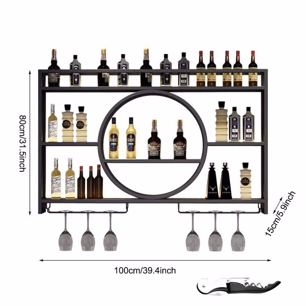 Ventryn Industrial Wall Mounted Metal Wine Rack Cabinet in Matt Black – 2