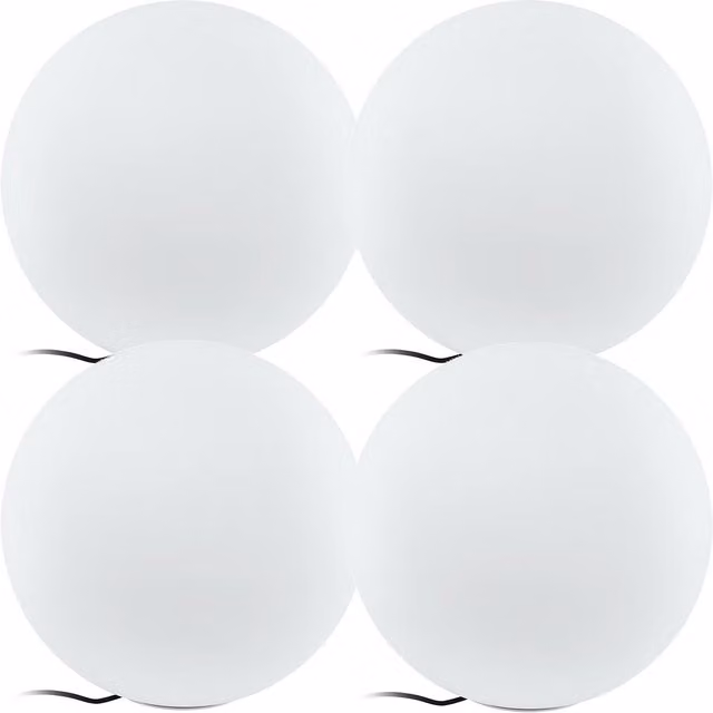Loops 4 Pack White Plastic IP65 Outdoor Garden Ball Lights, Diameter: 50 cm, E27 Socket