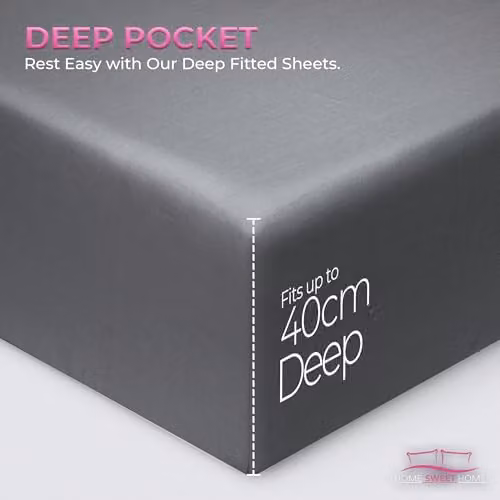 Snug City Grey 200 Thread Count Cotton Extra Deep Fitted Sheet, 200 x 200 cm, 40 cm Depth – 3