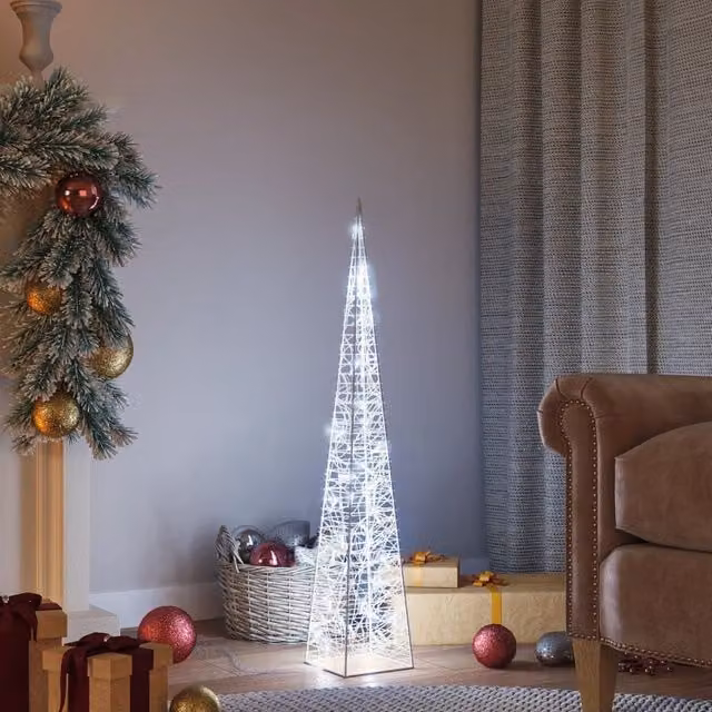 Berkfield Home Acrylic Decorative LED Light Cone in White and Multicolour, Height: 90 cm