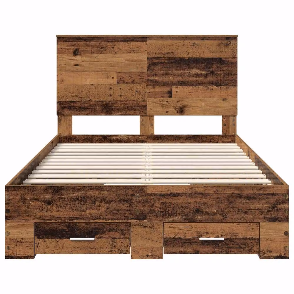 Berkfield Home Modern Bed Frame with Headboard in Brown Engineered Wood, W/D/H: 120 x 190 cm – 4
