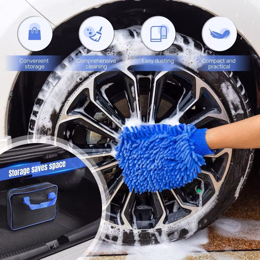VOGREX 29-Piece Car Detailing Cleaning Kit with Drill Brush in Blue and Black – 3