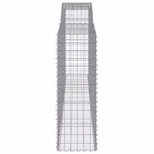 vidaXL Arched Gabion Baskets, 15 Pieces, Silver Galvanised Steel, W: 400 cm, D: 50 cm, H: 140/160 cm