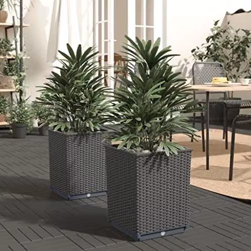 vidaXL 2-piece Black Polypropylene Planter Tub Set, W/D/H: 30 x 30 x 37 cm – 2