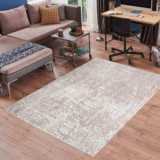 Desire Rugs Modern Abstract Rectangular Area Rug in Yellow and Grey, W: 120 cm, L: 170 cm