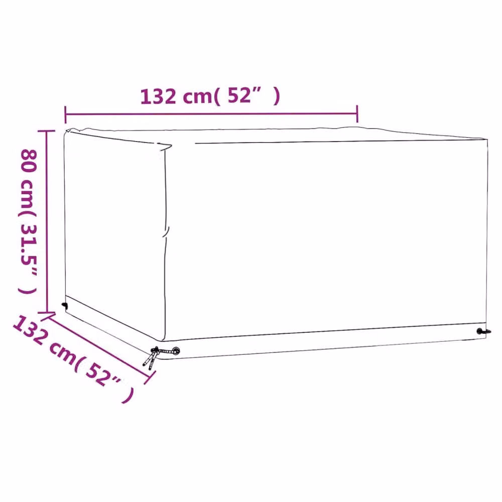 Berkfield Home Durable Square Garden Furniture Covers, 2 Pack, Black, W/D/H: 132 x 132 x 80 cm – 6