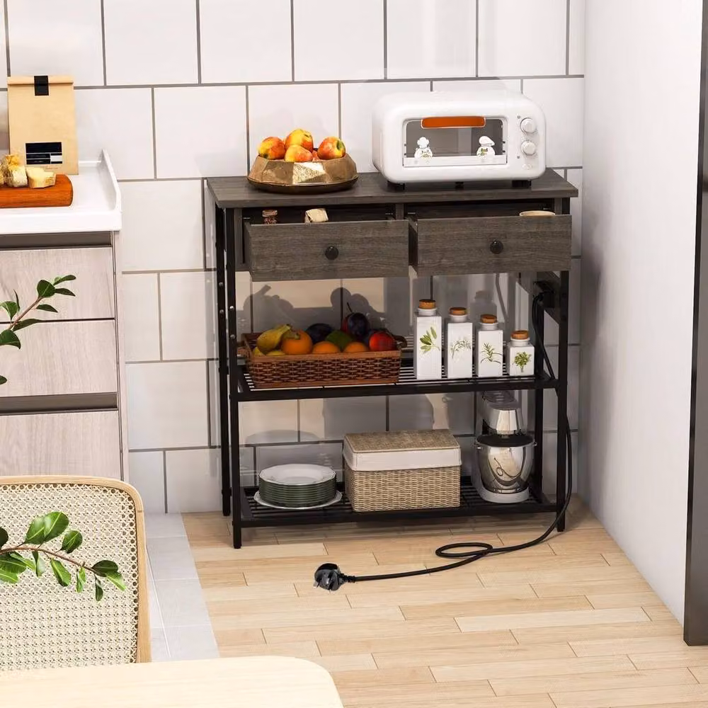 Kelvenix Industrial Metal Entryway Console Table in Grey, W/D/H: 81 x 1 x 81 cm – 3