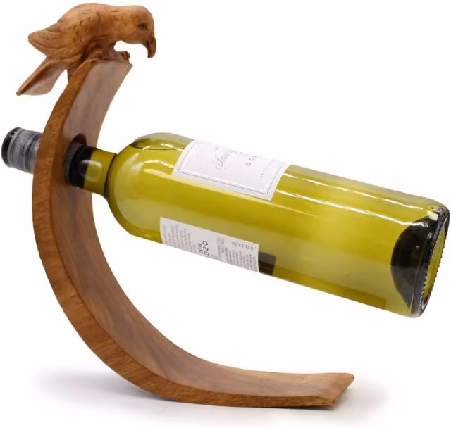 KDMD Bird Balance Wine Holder - Handmade Brown Wooden Animal Bottle Stand – 1