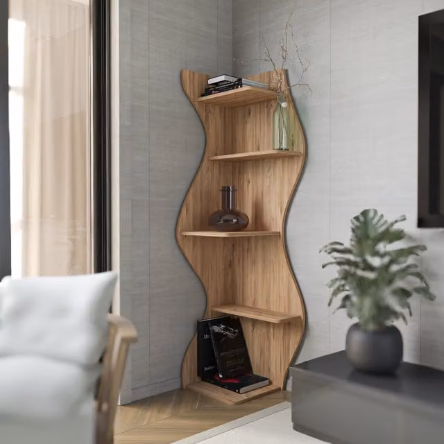 Decorotika Nila Modern Oak Bookcase in Atlantic Oak Brown