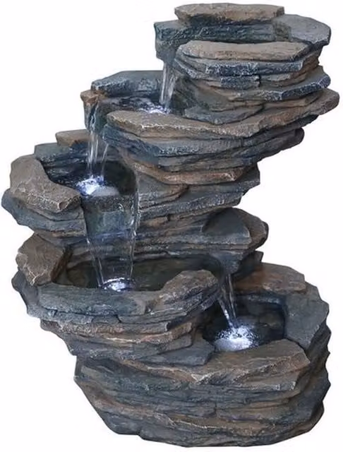 Tranquillity Water Features Corallina Rock Effect Solar Cascade Tabletop Water Feature, Grey